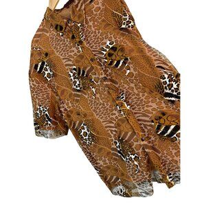 Rare VTG 80s Creme De Silk 3X Abstract Animal Print Silk Tropical Shirt RL10440